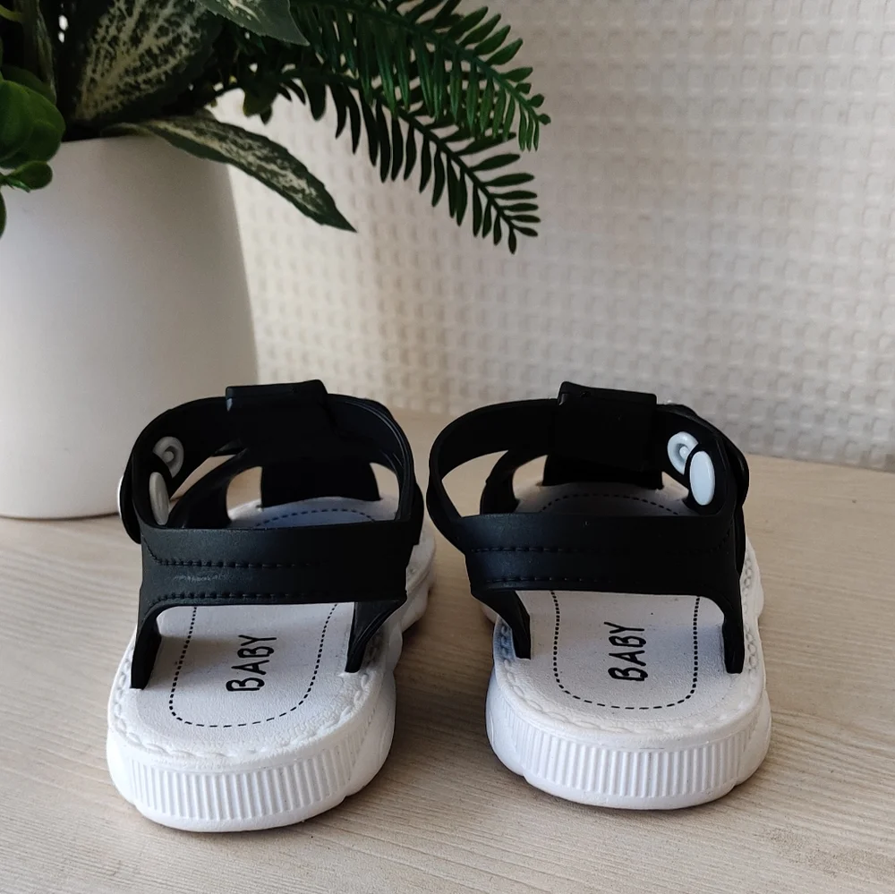 Baby Girls 3d Flower Black Closed Toe Ankle Strap Sandals Toddler 8.5